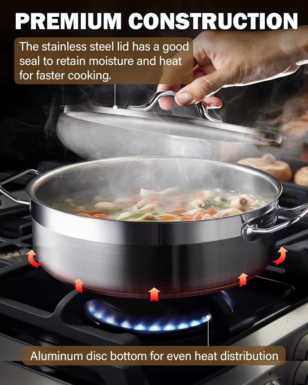 Cooks Standard Professional 4 Quart Stainless Steel Sauté Pan with Lid