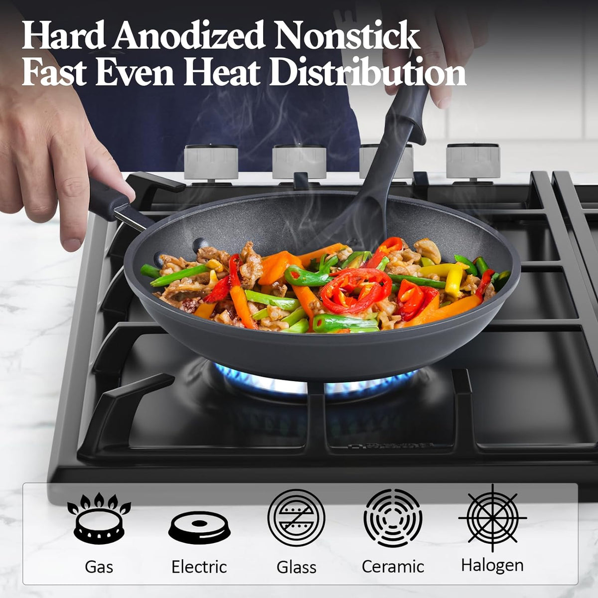 Cook N Home 8-Inch Hard Anodized Nonstick Sauté Fry Pan
