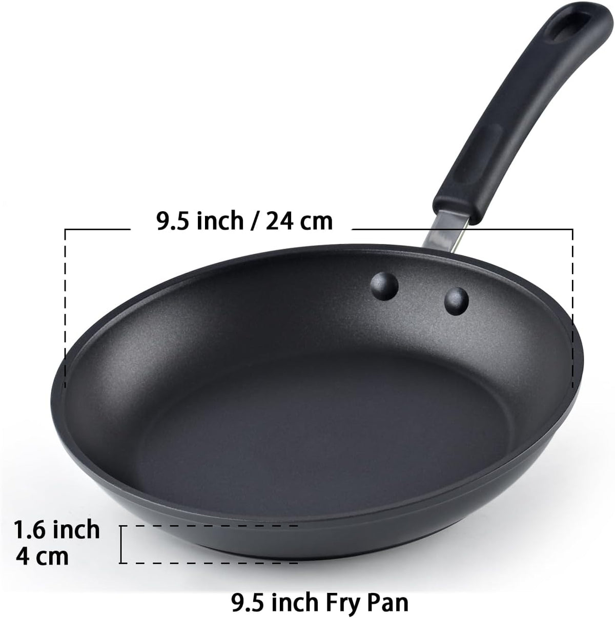 Cook N Home 9.5-Inch Hard Anodized Nonstick Sauté Fry Pan