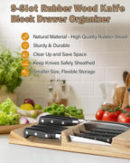 Cook N Home In-Drawer Knife Block Organizer, 9-Slot Kitchen Knife Cutlery Holder Drawer Storage, Holds up to 9 Knives (Not Included)