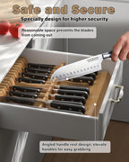 Cook N Home 18-Slot In-Drawer Rubber Wood Knife Organizer