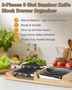 Cook N Home 18-Slot In-Drawer Rubber Wood Knife Organizer