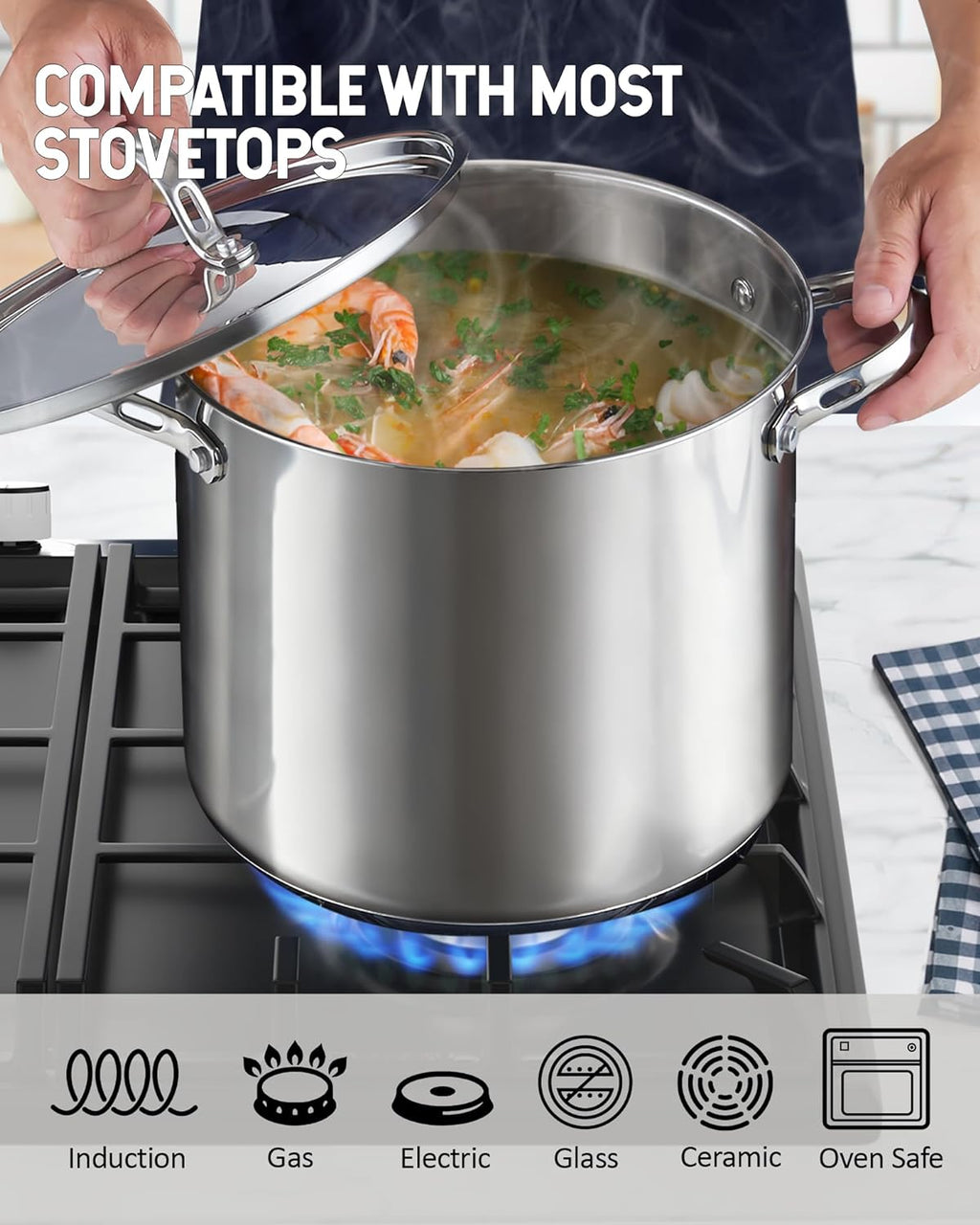 Cooks Standard 20-Quart 18/10 Stainless Steel Stockpot with Lid