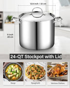 Cooks Standard 24-Quart 18/10 Stainless Steel Stockpot with Lid