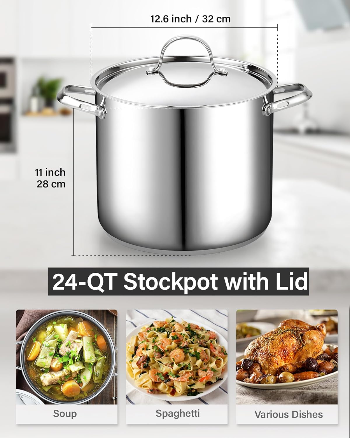 Cooks Standard 24-Quart 18/10 Stainless Steel Stockpot with Lid