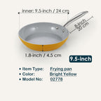 Cook N Home Non Stick Frying Pan, 9.5-inch Skillet Hard Anodized Healthy Ceramic Nonstick Cookware, Egg Omelette Induction Sauté Cooking Pan with Stay-Cool Handle, Sartén de Cerámica, Yellow