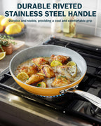 Cook N Home Non Stick Frying Pan, 9.5-inch Skillet Hard Anodized Healthy Ceramic Nonstick Cookware, Egg Omelette Induction Sauté Cooking Pan with Stay-Cool Handle, Sartén de Cerámica, Yellow
