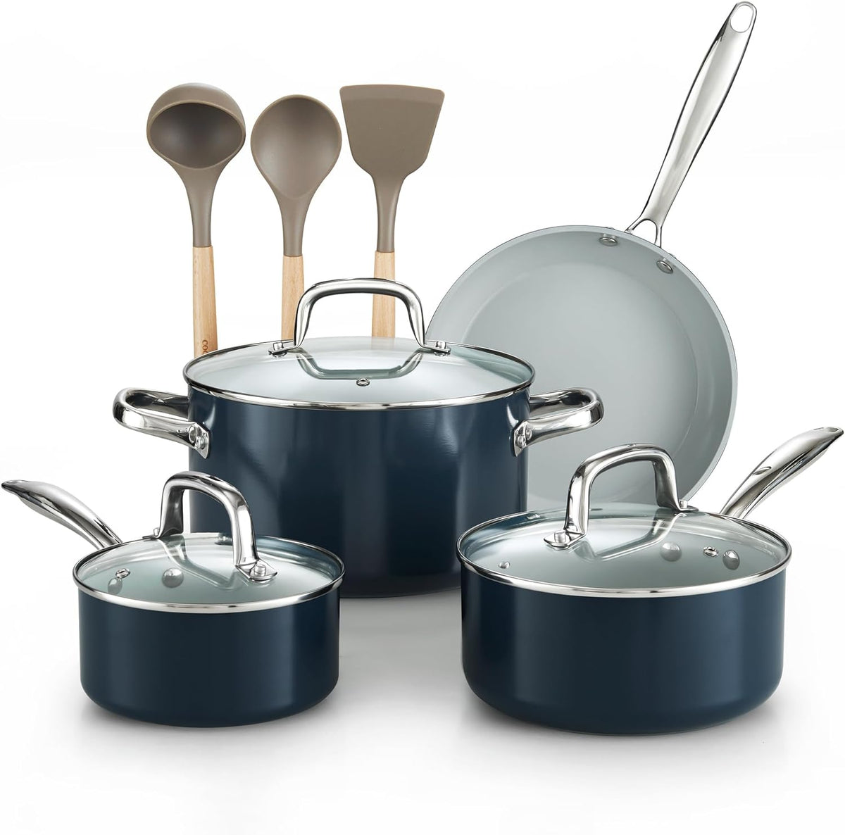Cook N Home 10-Piece Hard Anodized Ceramic Nonstick Cookware Set