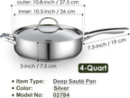 Cooks Standard 4-Quart Stainless Steel Sauté Pan with Lid