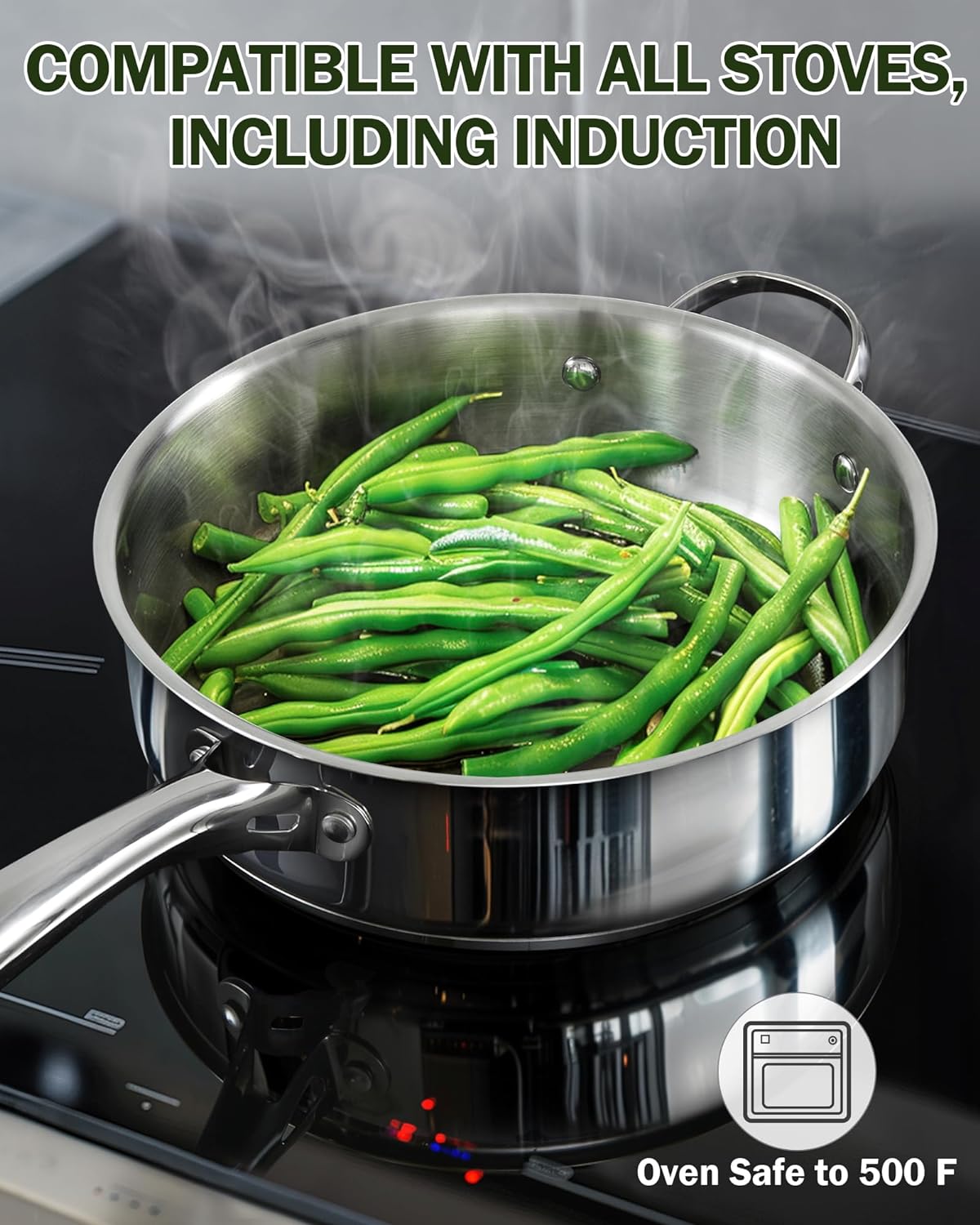 Cooks Standard 4-Quart Stainless Steel Sauté Pan with Lid