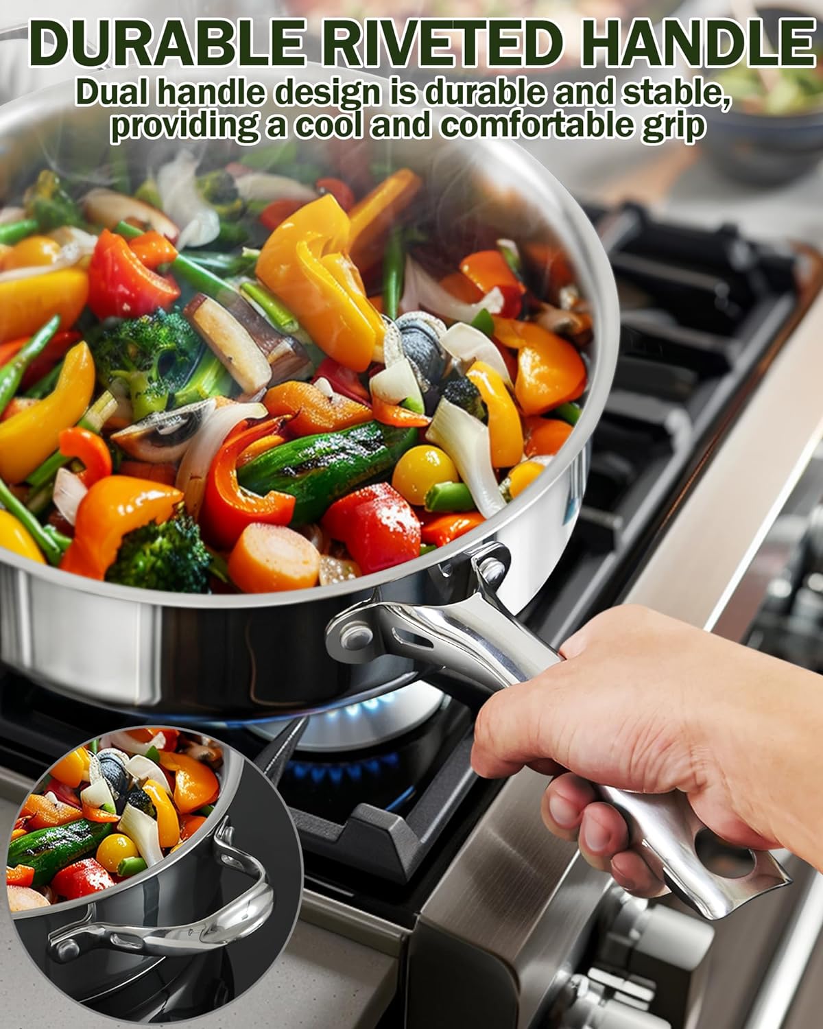 Cooks Standard 4-Quart Stainless Steel Sauté Pan with Lid