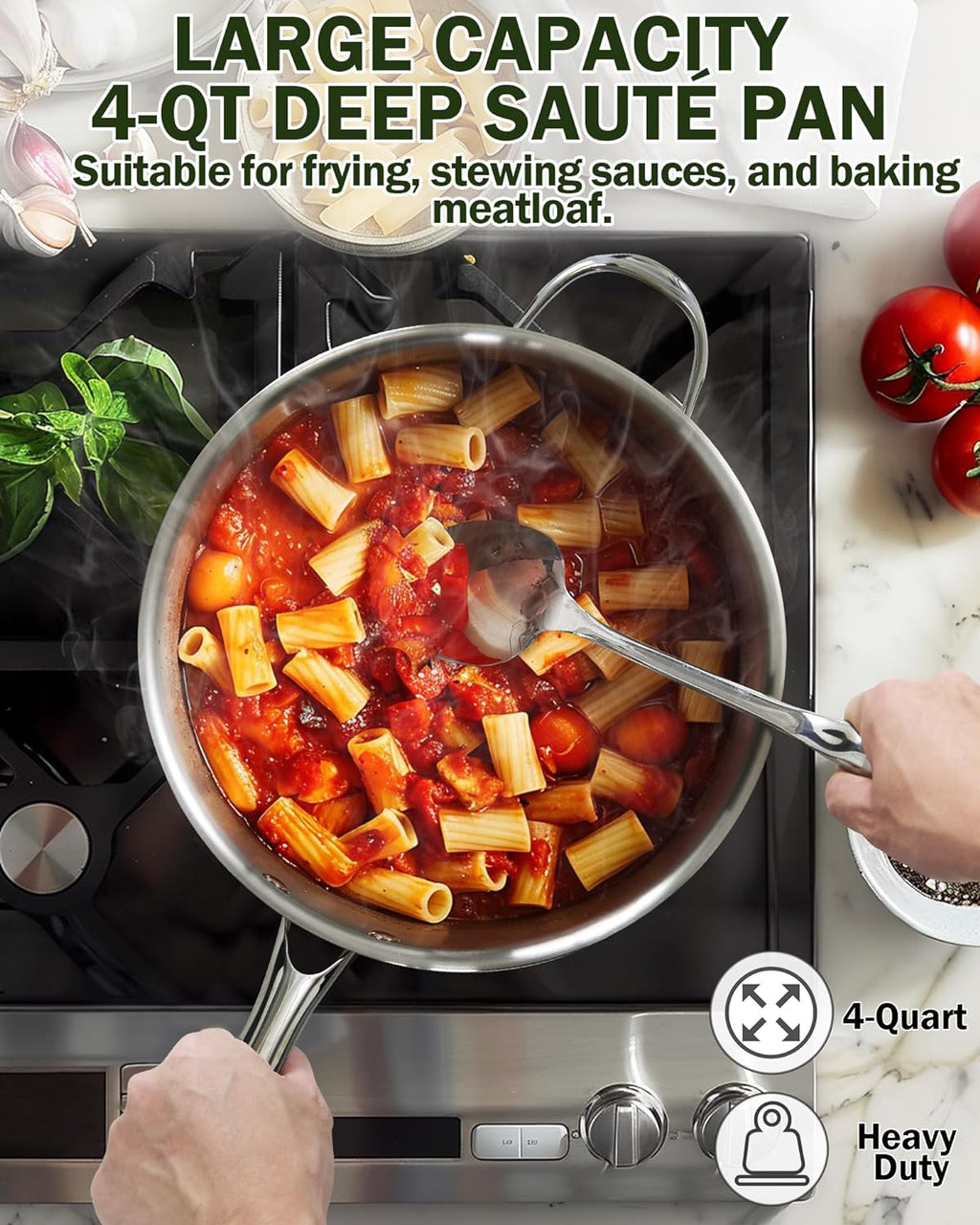 Cooks Standard 4-Quart Stainless Steel Sauté Pan with Lid