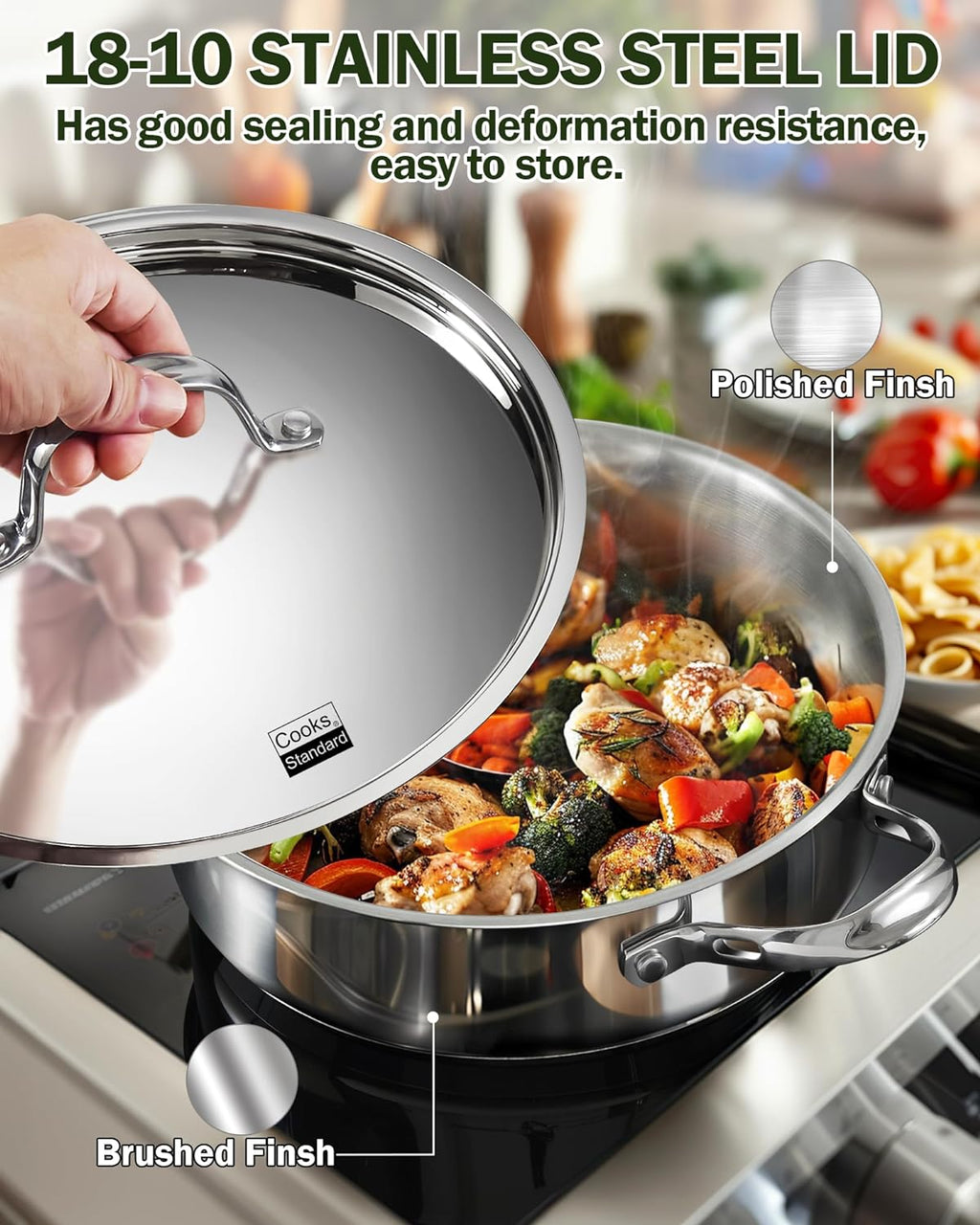 Cooks Standard 4-Quart Stainless Steel Sauté Pan with Lid
