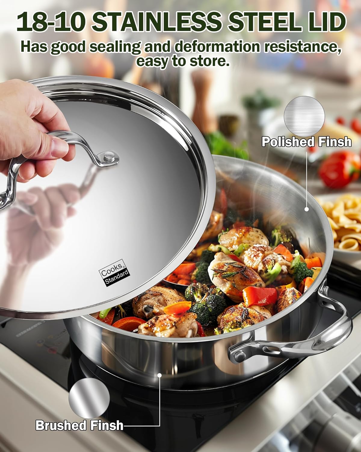 Cooks Standard 4-Quart Stainless Steel Sauté Pan with Lid