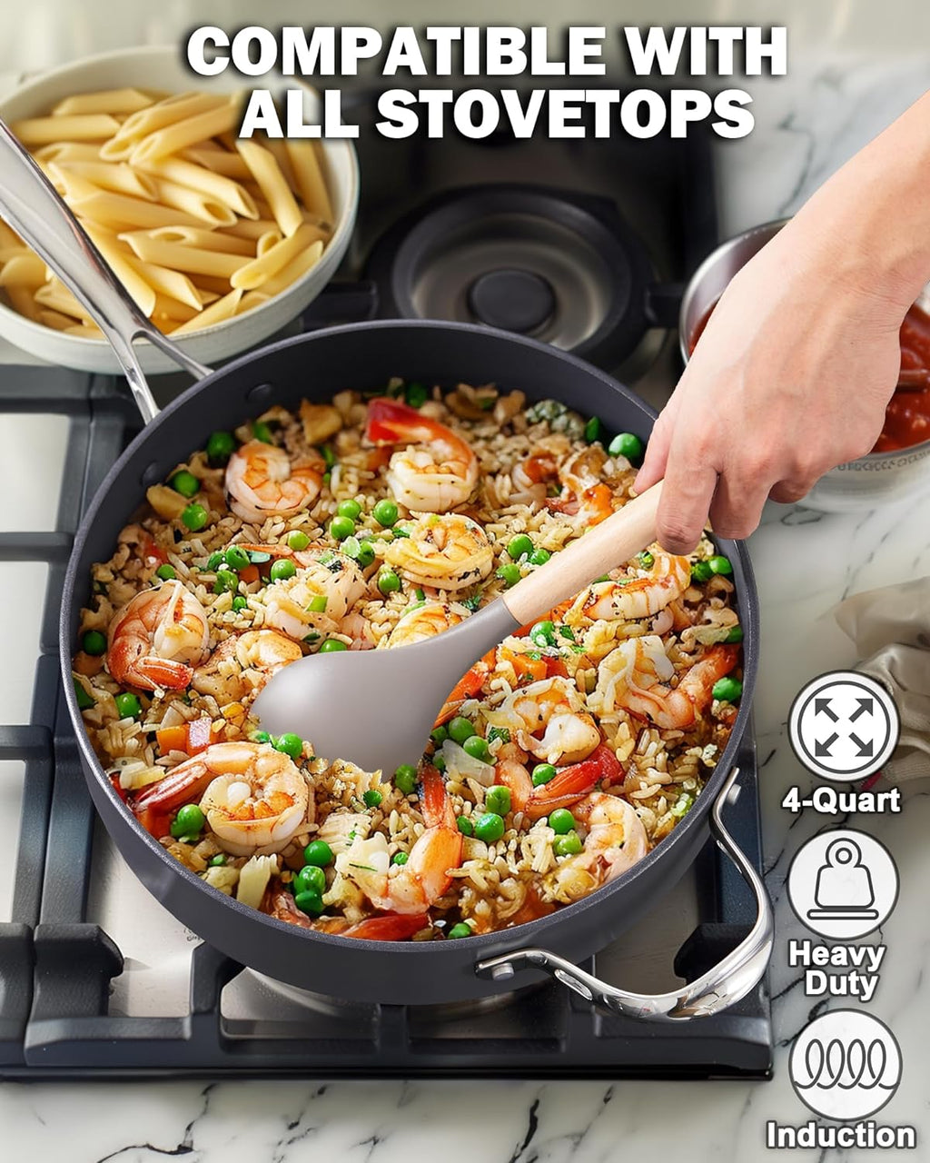 Cooks Standard 4-Quart Hard Anodized Ceramic Nonstick Deep Sauté Pan with Lid