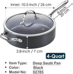 Cooks Standard 4-Quart Hard Anodized Ceramic Nonstick Deep Sauté Pan with Lid