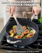Cooks Standard 4-Quart Hard Anodized Ceramic Nonstick Deep Sauté Pan with Lid