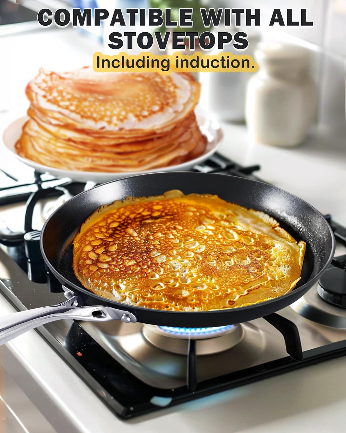 Cooks Standard 10.5-inch Hard Anodized Ceramic Nonstick Crepe Pan, Black