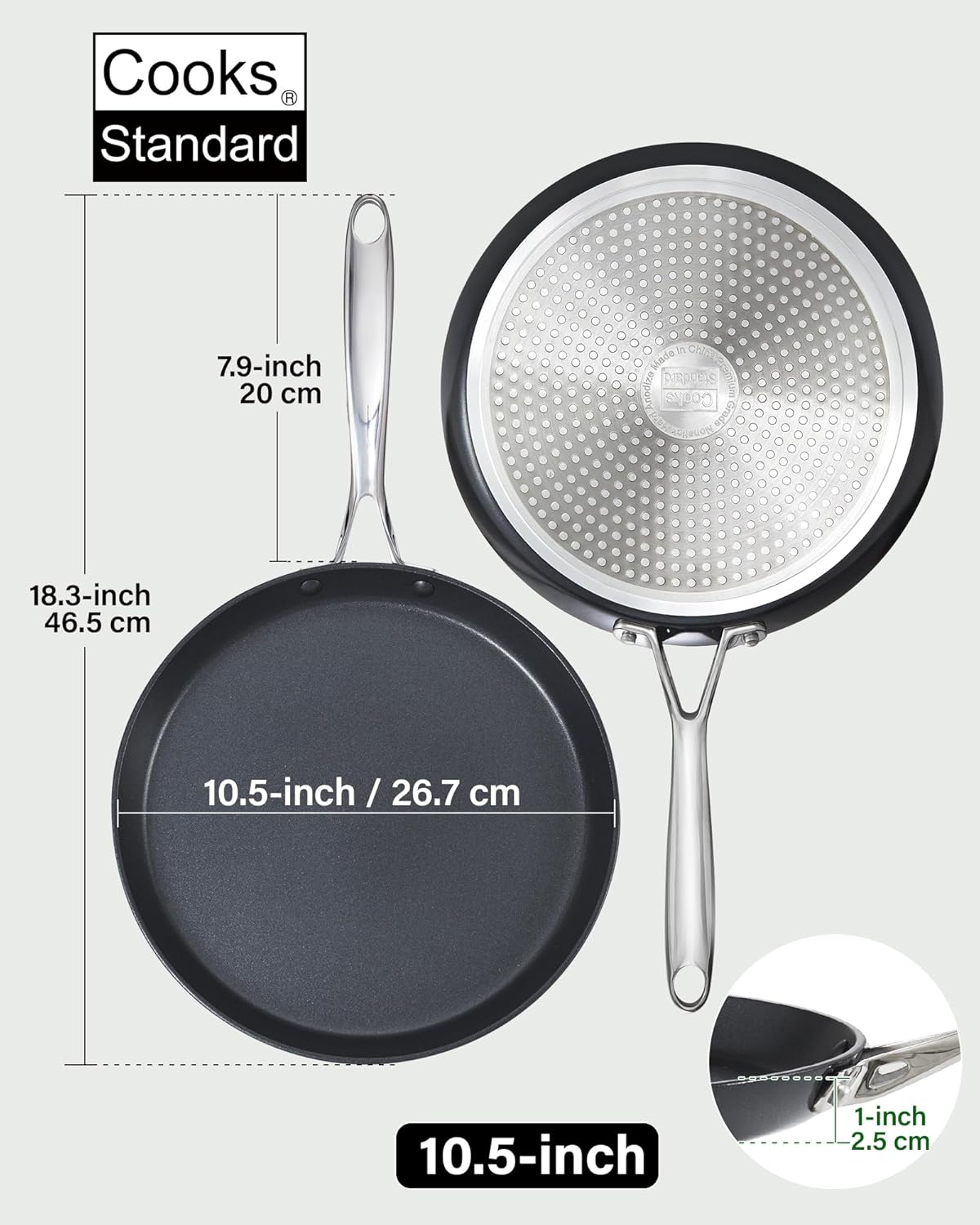 Cooks Standard 10.5-inch Hard Anodized Ceramic Nonstick Crepe Pan, Black