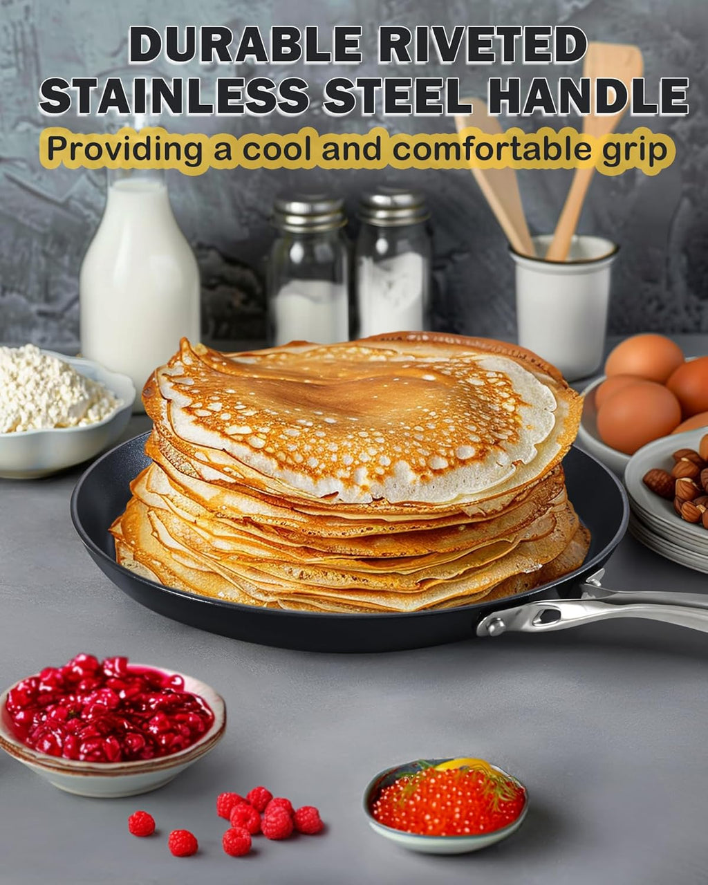 Cooks Standard 10.5-inch Hard Anodized Ceramic Nonstick Crepe Pan, Black