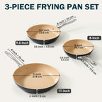 Cooks Standard 3-Piece Hard Anodized Ceramic Nonstick Frying Pan Set