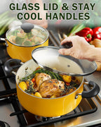 Cook N Home 10-Piece Ceramic Nonstick Cookware Set with Glass Lids