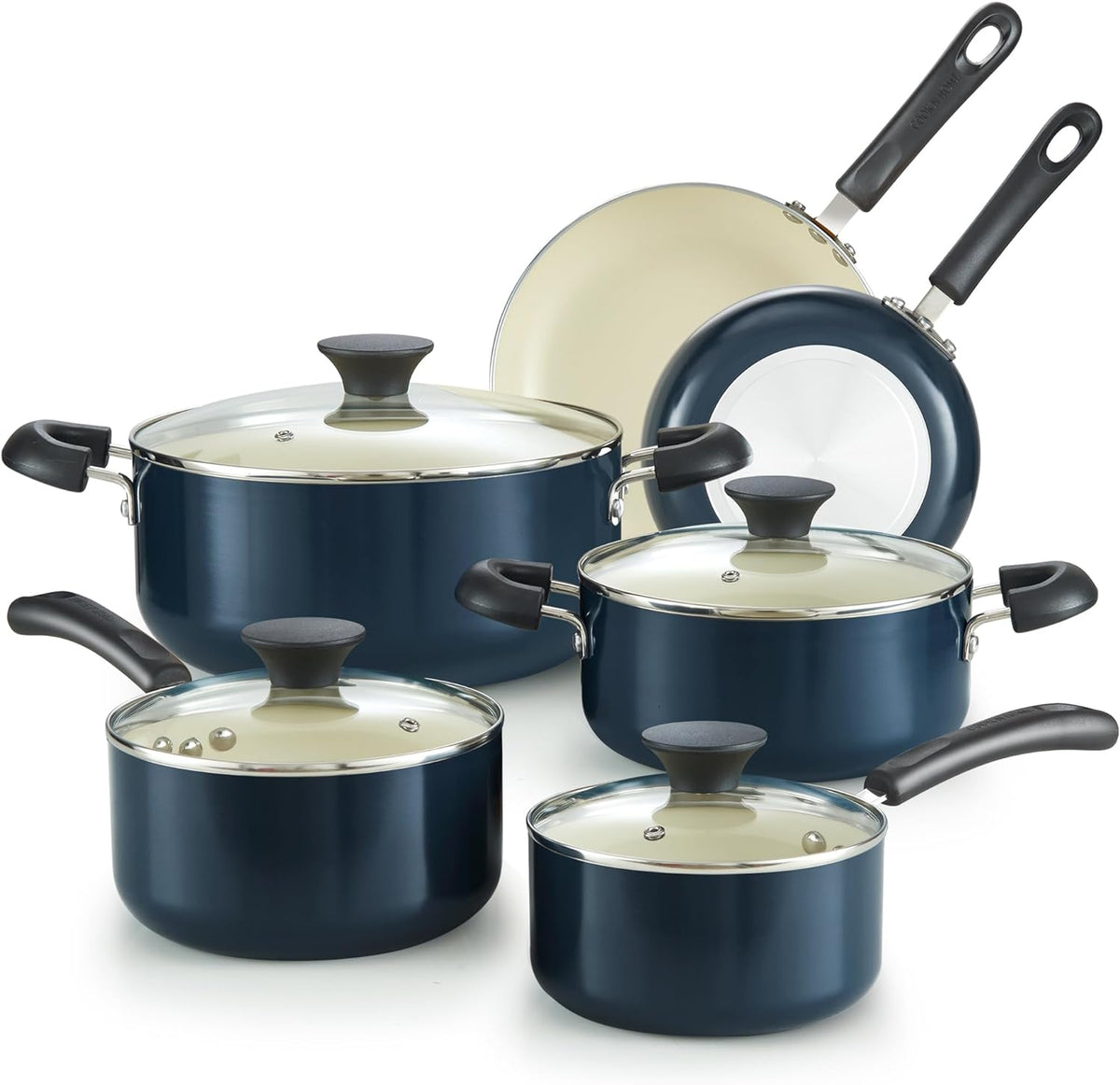 Cook N Home 10-Piece Ceramic Nonstick Cookware Set, Blue