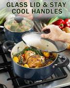 Cook N Home 10-Piece Ceramic Nonstick Cookware Set, Blue