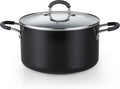 Cook N Home 6-Quart Nonstick Stockpot with Lid, Professional Granite Stock Pot Non Stick Soup Gumbo Pasta Cooking Pot with Silicone Handle, Heavy Gauge Aluminum Induction Cookware, Marble