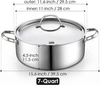 Cooks Standard 7-Quart Tri-Ply Clad Stainless Steel Stockpot with Lid