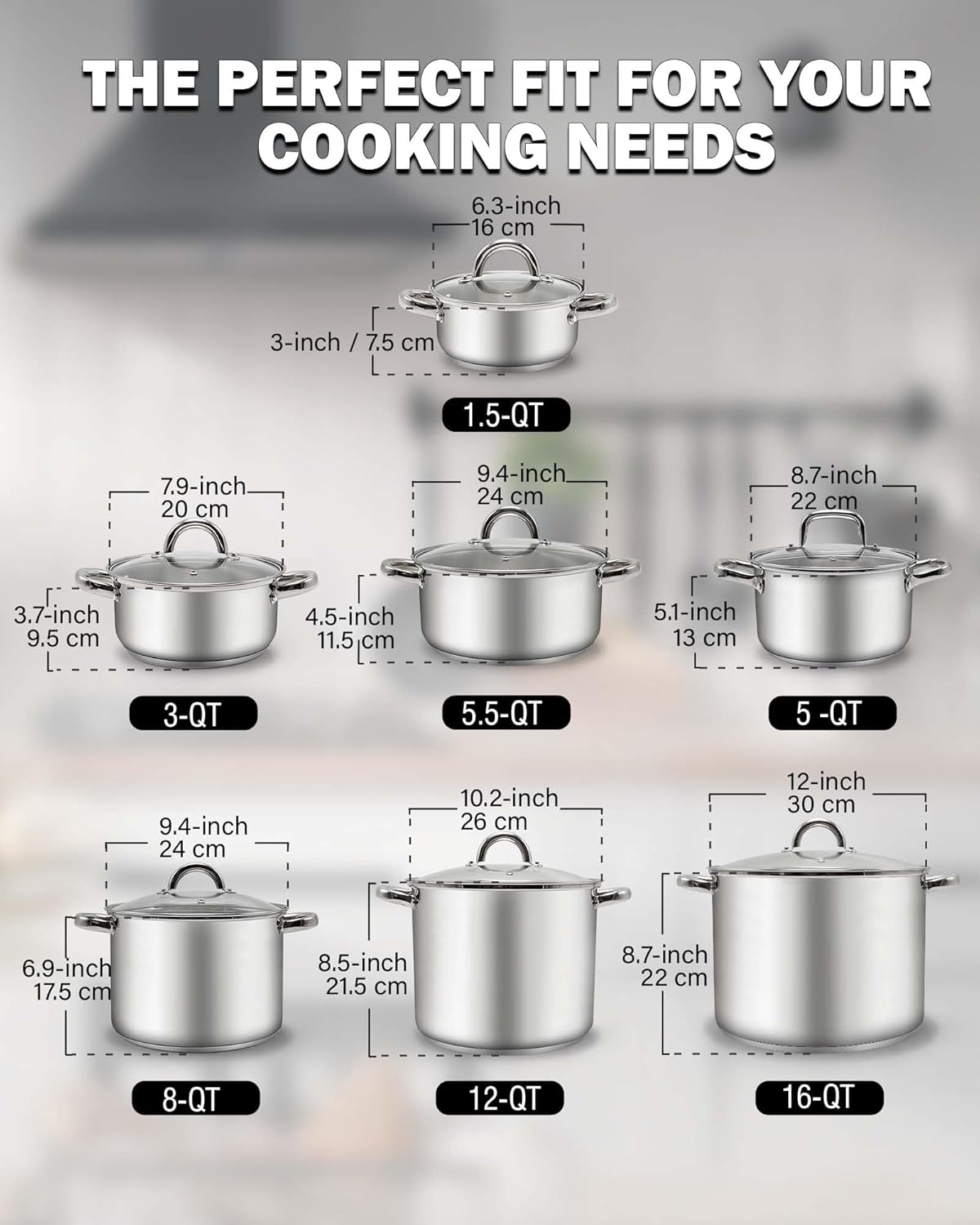 Cook N Home 5.5-Quart Stainless Steel Sauce Pot with Glass Lid