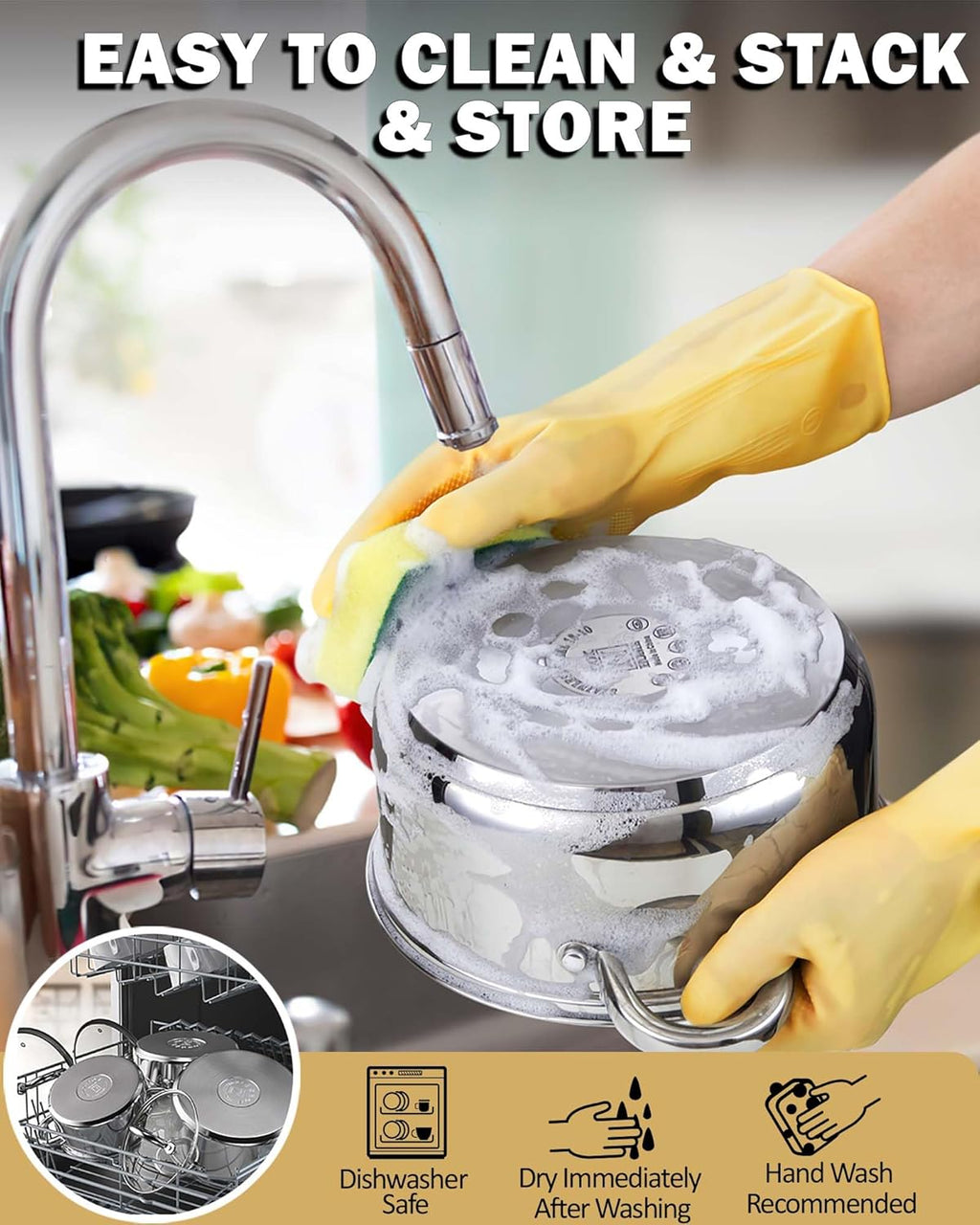 Cook N Home 5.5-Quart Stainless Steel Sauce Pot with Glass Lid