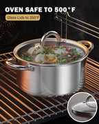 Cook N Home 5.5-Quart Stainless Steel Sauce Pot with Glass Lid