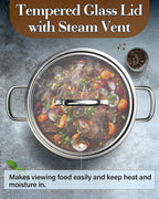 Cook N Home 7-Quart Tri-Ply Clad Stainless Steel Stockpot with Glass Lid