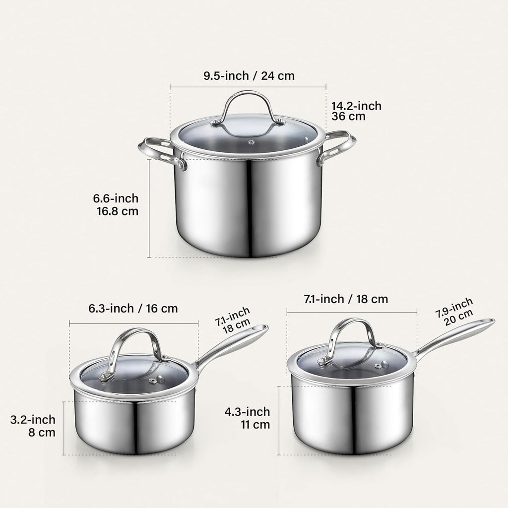 Cooks Standard 6-Piece Multi-ply Clad Stainless Steel Cookware Set
