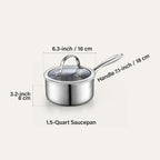Cooks Standard Stainless Steel Saucepan with Lid, Multi-Ply Clad Sauce Pot 1.5 Quart, Silver