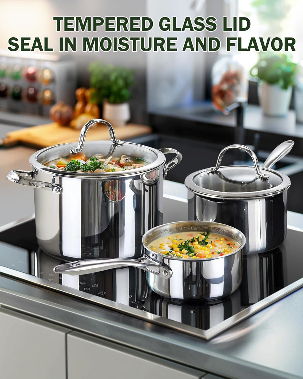 Cooks Standard Stainless Steel Saucepan with Lid, Multi-Ply Clad Sauce Pot 1.5 Quart, Silver