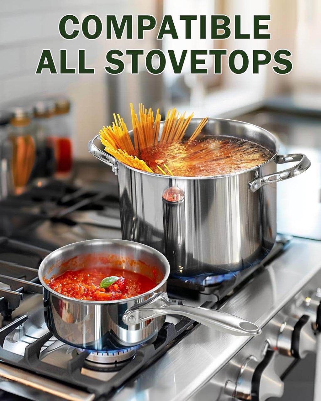 Cooks Standard Stainless Steel Saucepan with Lid, Multi-Ply Clad Sauce Pot 3 Quart, Silver
