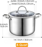 Cooks Standard 8-Quart Tri-Ply Clad Stainless Steel Stockpot with Glass Lid