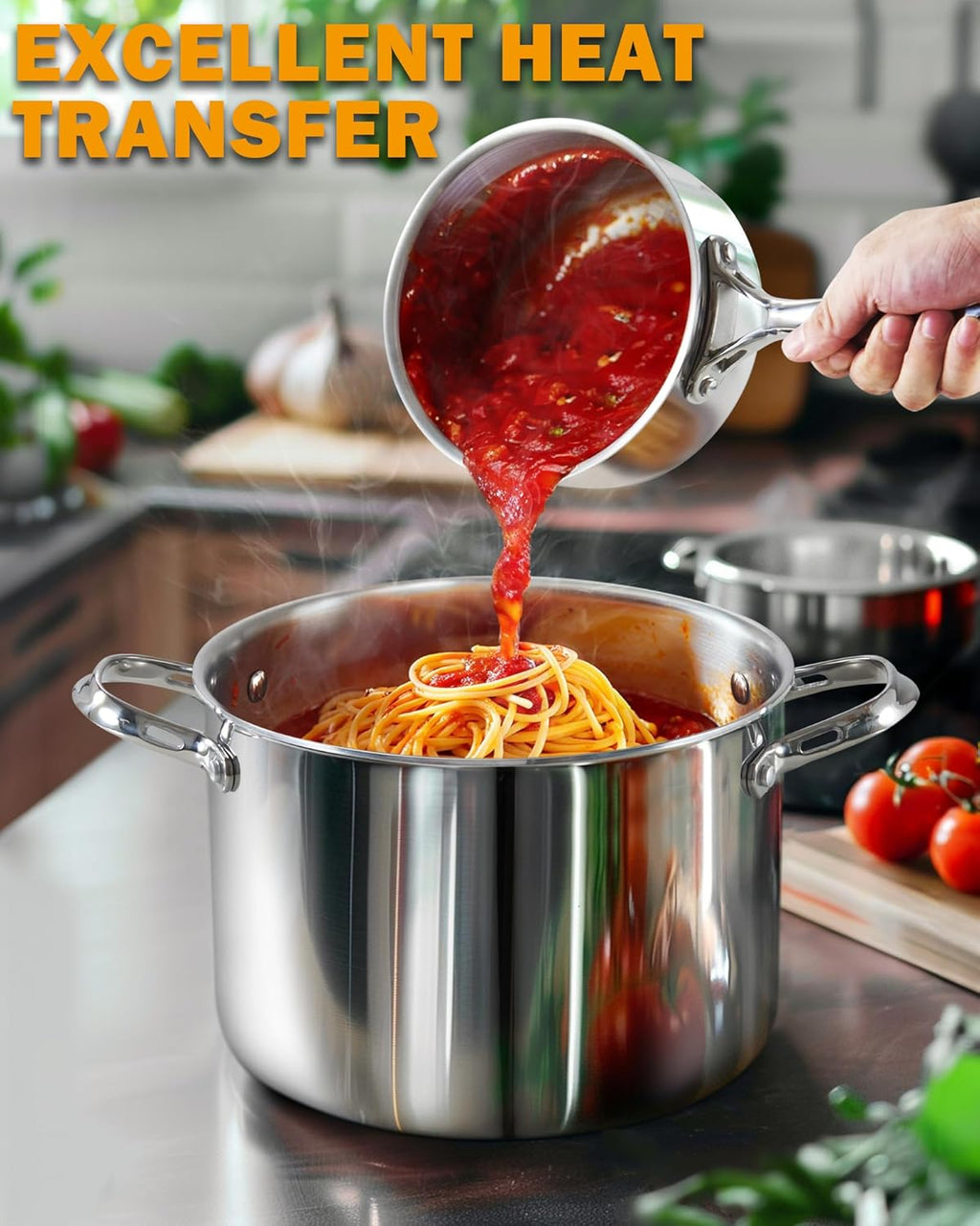 Cooks Standard 8-Quart Tri-Ply Clad Stainless Steel Stockpot with Glass Lid