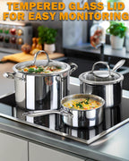 Cooks Standard 8-Quart Tri-Ply Clad Stainless Steel Stockpot with Glass Lid