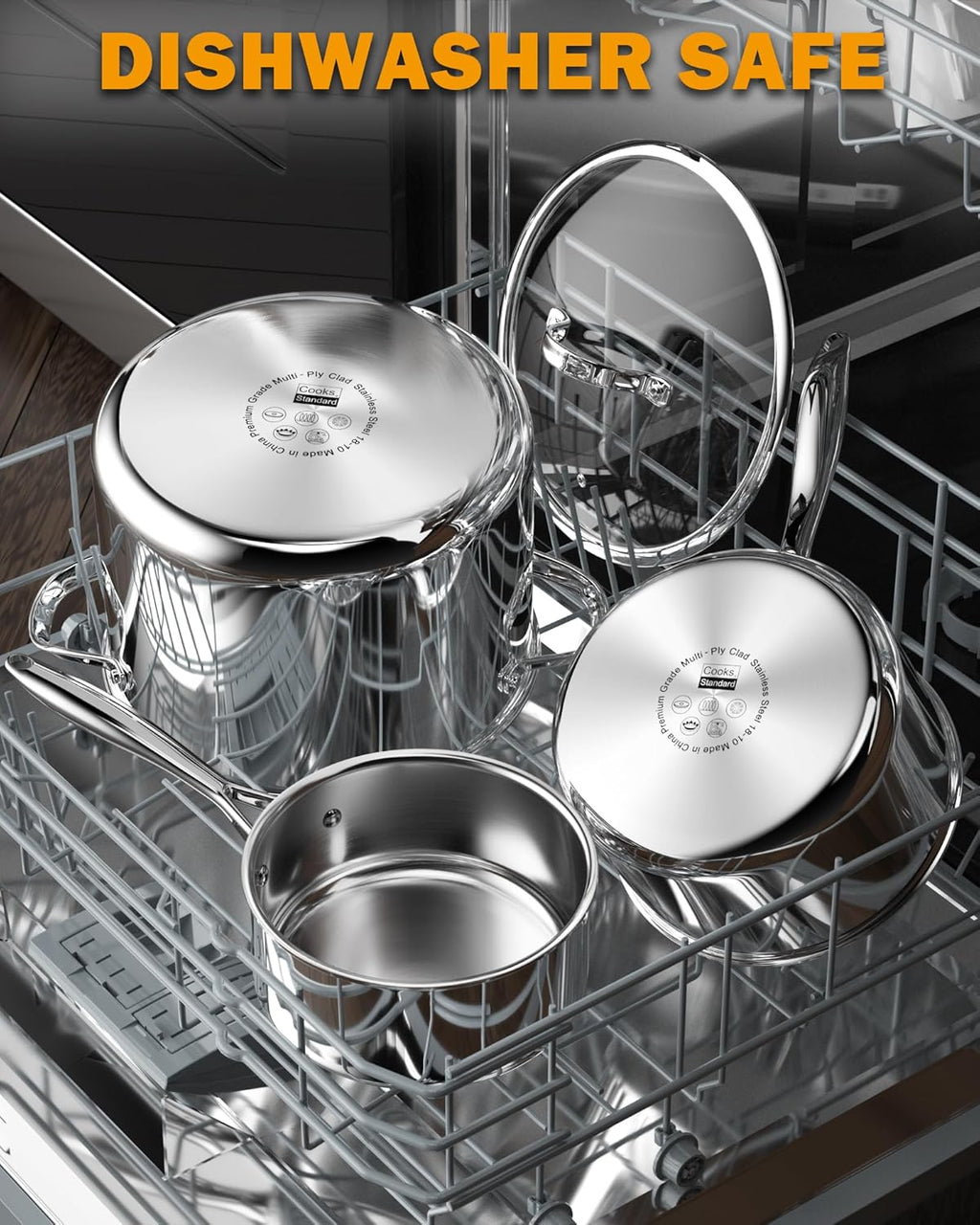 Cooks Standard 8-Quart Tri-Ply Clad Stainless Steel Stockpot with Glass Lid