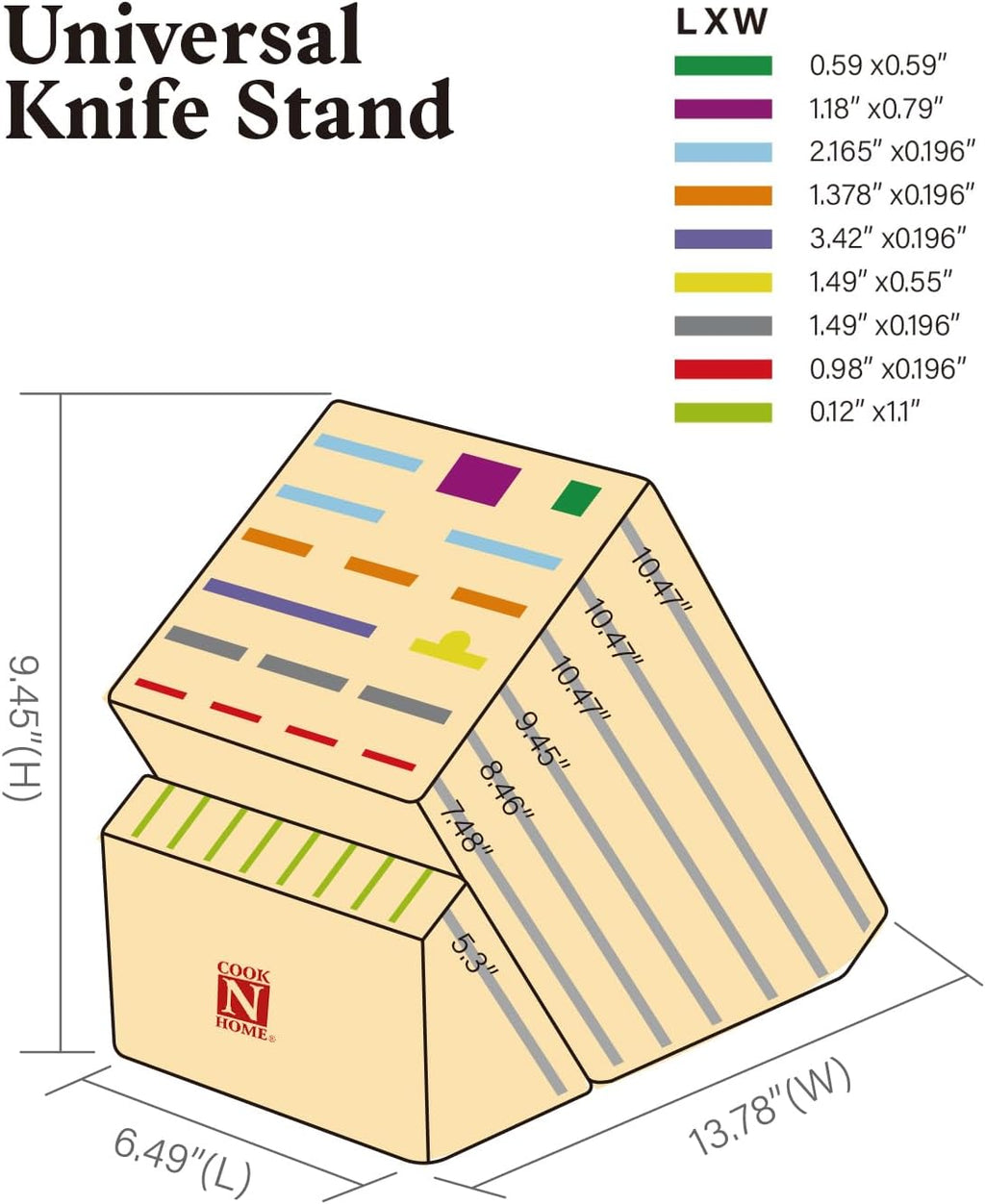 Cook N Home 25-Slot Bamboo Knife Storage Block