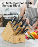 Cook N Home 25-Slot Bamboo Knife Storage Block