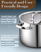 Cook N Home 4-Quart Tri-Ply Clad Stainless Steel Stockpot with Glass Lid