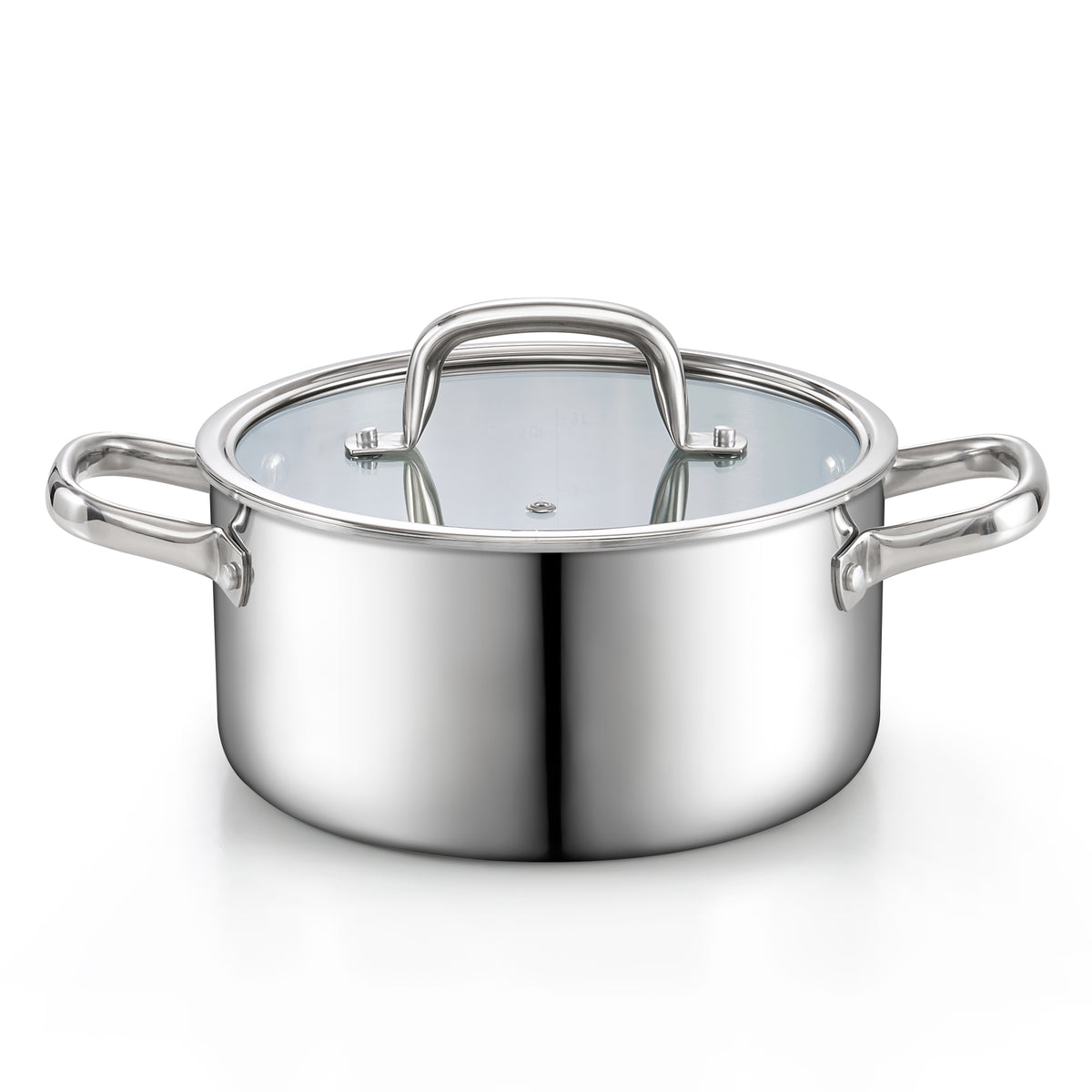Cook N Home 4-Quart Tri-Ply Clad Stainless Steel Stockpot with Glass Lid