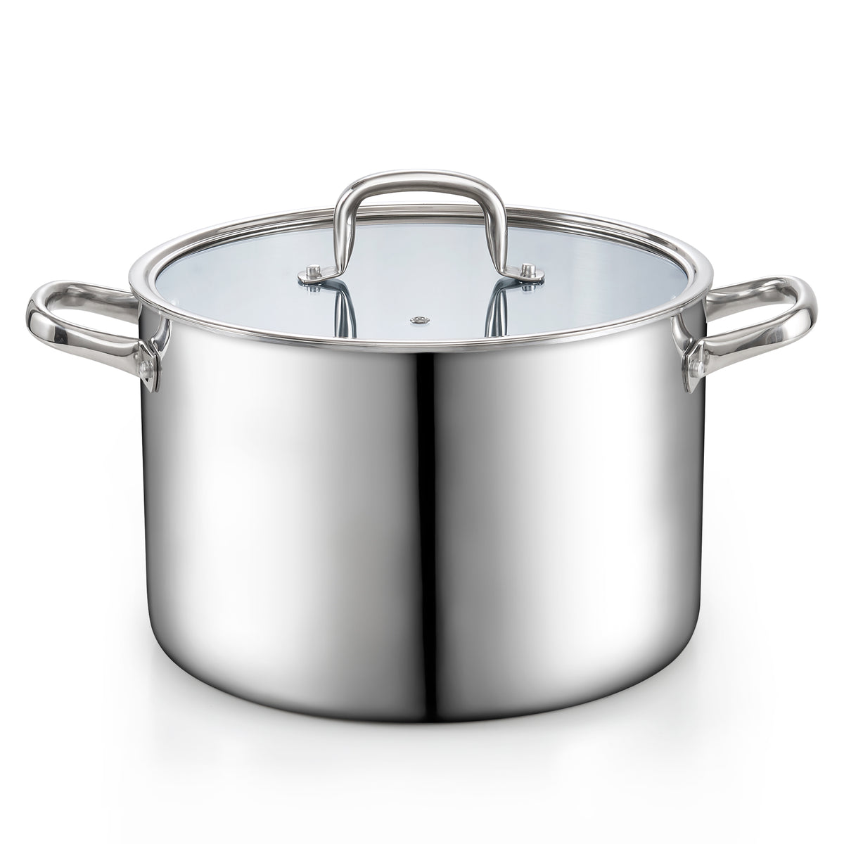 Cook N Home 12-Quart Tri-Ply Clad Stainless Steel Stockpot with Glass Lid