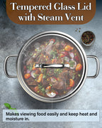 Cook N Home 12-Quart Tri-Ply Clad Stainless Steel Stockpot with Glass Lid
