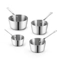 D&M Butter Warmer Set, 4-Piece Milk Frother and Chocolate Melting Pot, Multi-Ply Clad Stainless Steel Small Saucepan for Induction Stovetop, Coffee, Butter, Syrup, 0.14/0.23/0.39/0.57 Quart