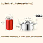 Cooks Standard 0.68-Quart Multi-Ply Clad Stainless Steel Butter Warmer with Lid